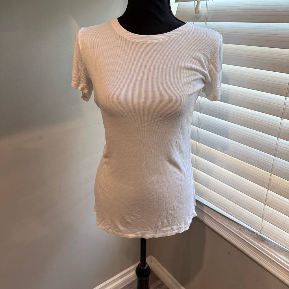LoveStitch Rib Knit Classic White Women's Top